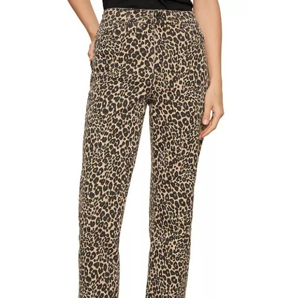 Sanctuary Cadence 90s Straight Leopard Print Cropped Jeans Tan Black Size 30 New